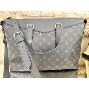 LOUIS VUITTON Monogram Eclipse Briefcase Explorer Black Grey Business Microchip